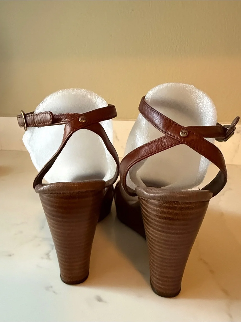 UGG Leather Wedge Sandals